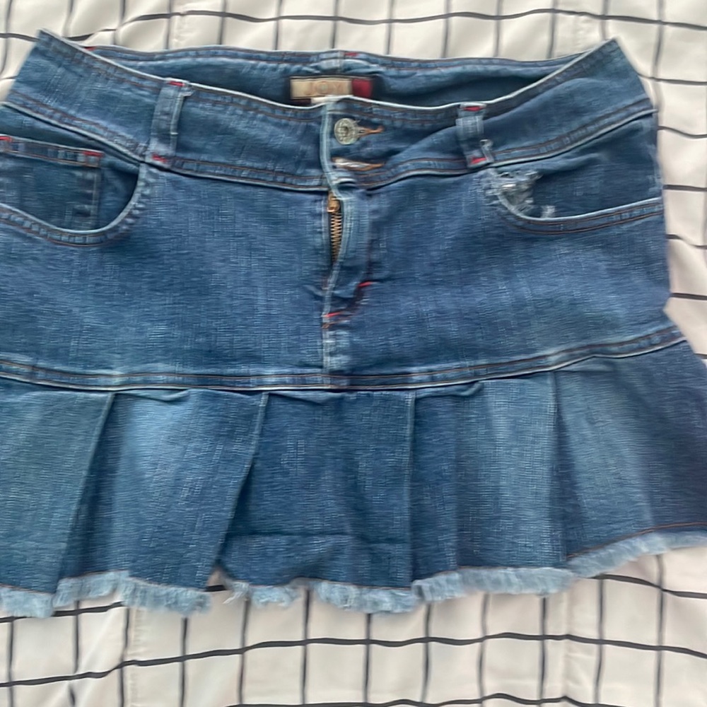 Joy jeans mini ruffle denim skirt